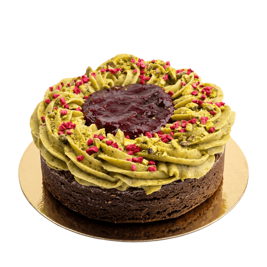 Brownie Pistachio Ganache 25cm (12/15 personer)